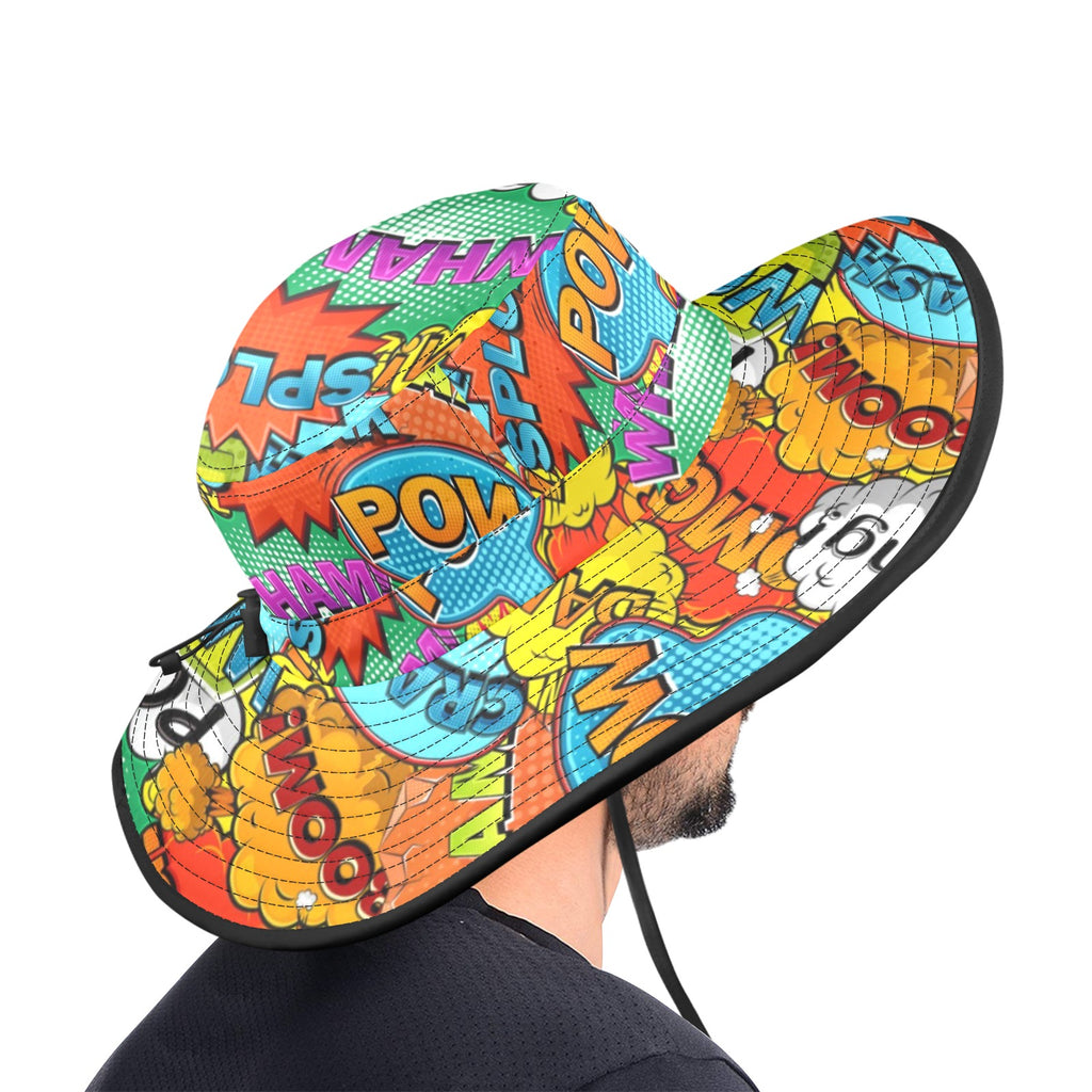 Comic Book 2 Wide Brim Bucket Hat Wide Brim Bucket Hat comic Printed Offshore