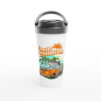 Hello Sunshine, Beach Van - White 15oz Stainless Steel Travel Mug Default Title Travel Mug Globally Fulfilled Retro Summer Surf