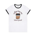 Coffee Has Me Feline Good Women's AS Colour Ringer Tee White Black Womens Ringer T-shirt animal Coffee Printed In Australia