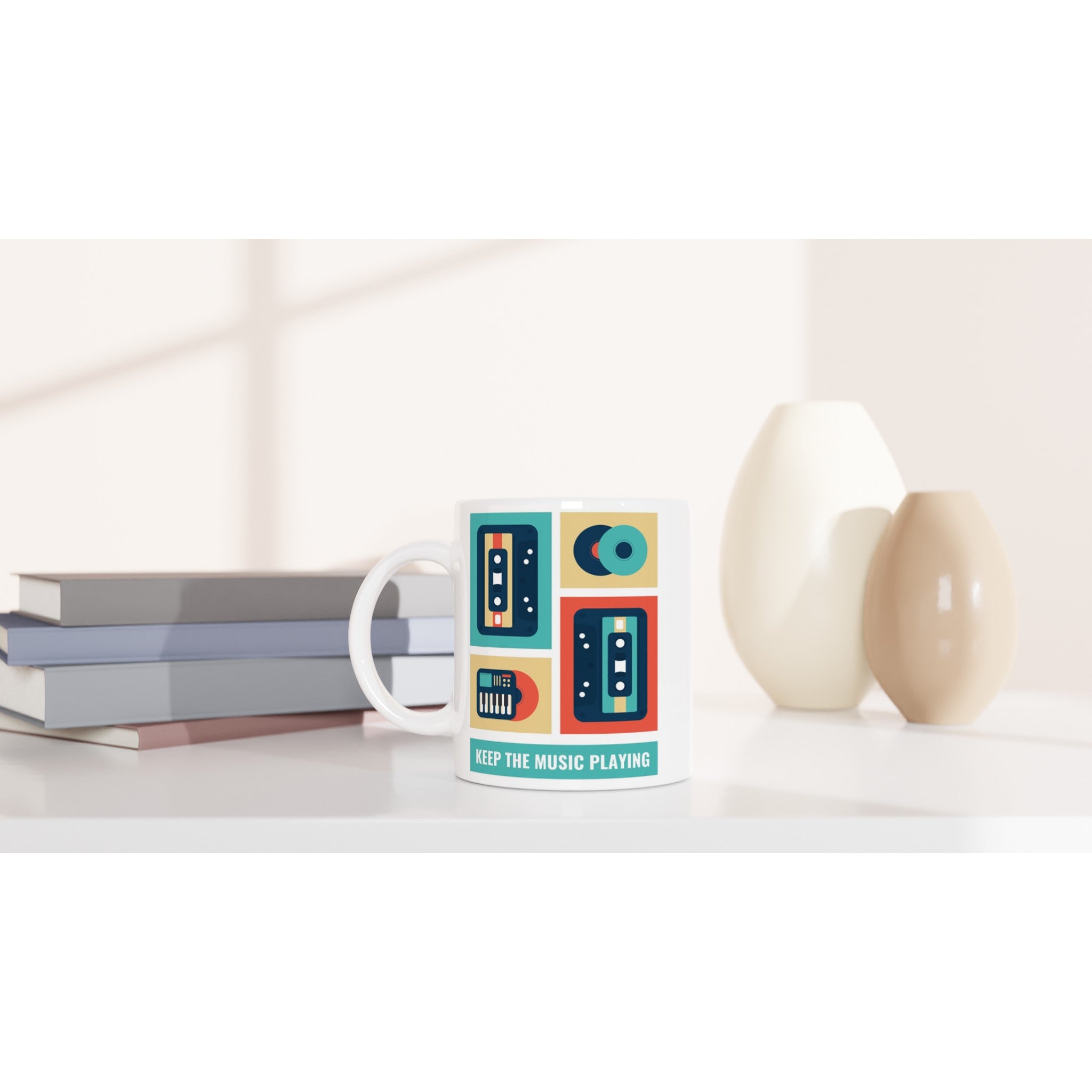 Keep The Music Playing - White 11oz Ceramic Mug White 11oz Mug Globally Fulfilled Music