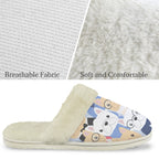 Dog Crowd Men's Fur Trim Thick-Sole Indoor Slippers Men's Fur Trimmed Slippers animal Printed Offshore