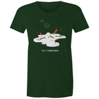 Melting Snowman, Yay Christmas - Womens T-shirt Forest Green Womens Christmas T-shirt Christmas Printed In Australia