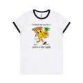 Pineapple Pizza Women's AS Colour Ringer Tee White Black Womens Ringer T-shirt Food Printed In Australia