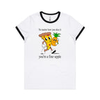 Pineapple Pizza - Women's Ringer Tee White Black Womens Ringer T-shirt Food Printed In Australia