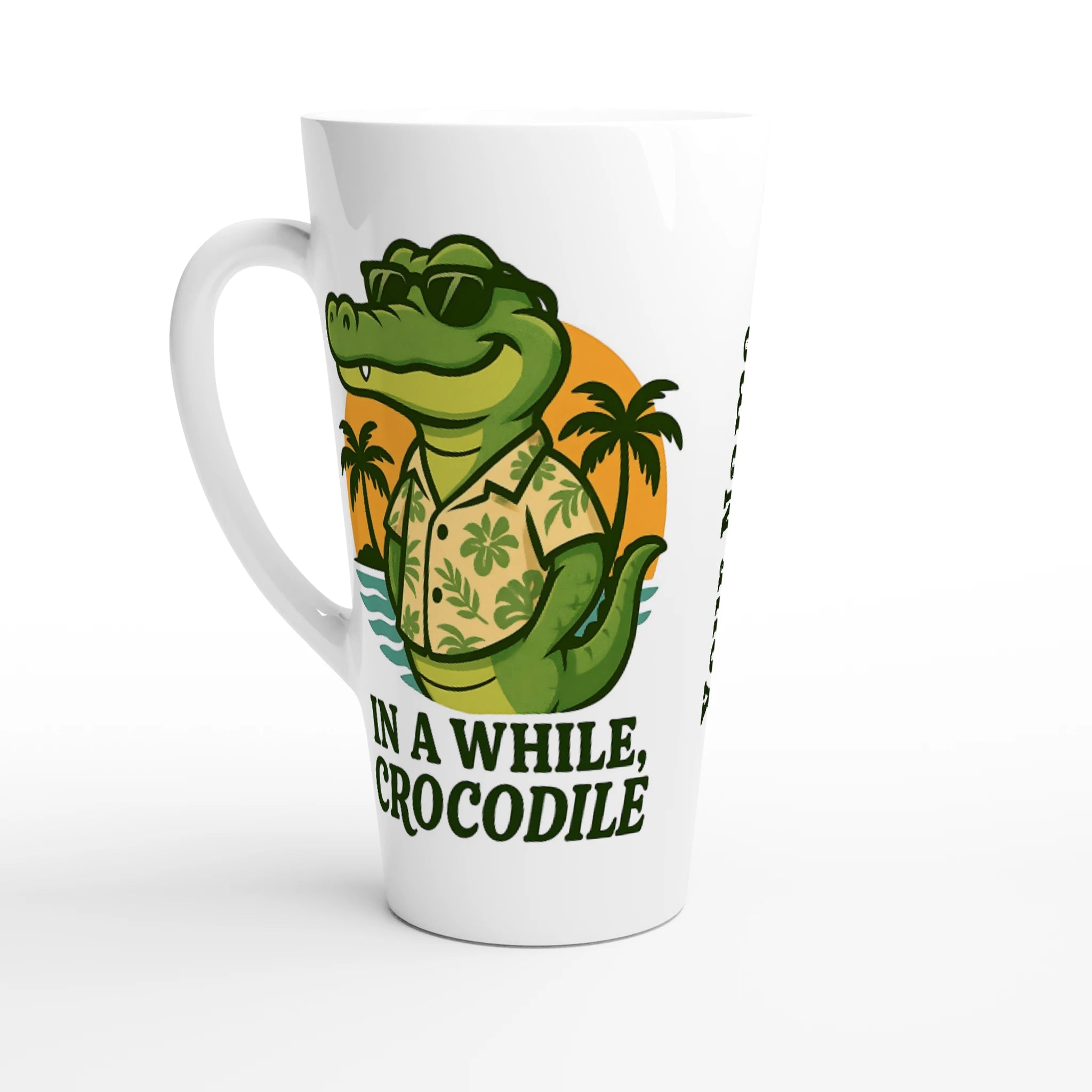 Personalised - In A While, Crocodile - White Latte 17oz Ceramic Mug Default Title Personalised Latte Mug animal Globally Fulfilled