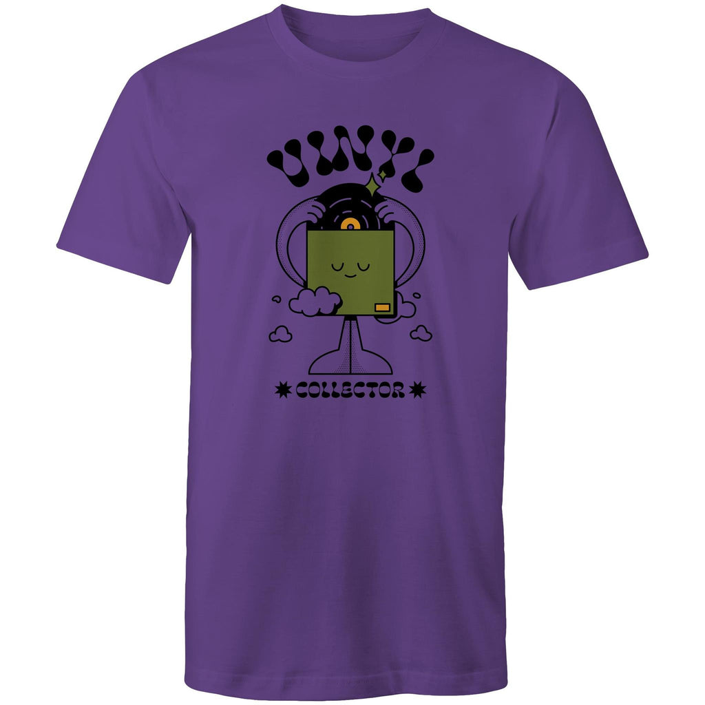 Vinyl Collector, Music Records - Mens T-Shirt Purple Mens T-shirt Music Printed In Australia Retro