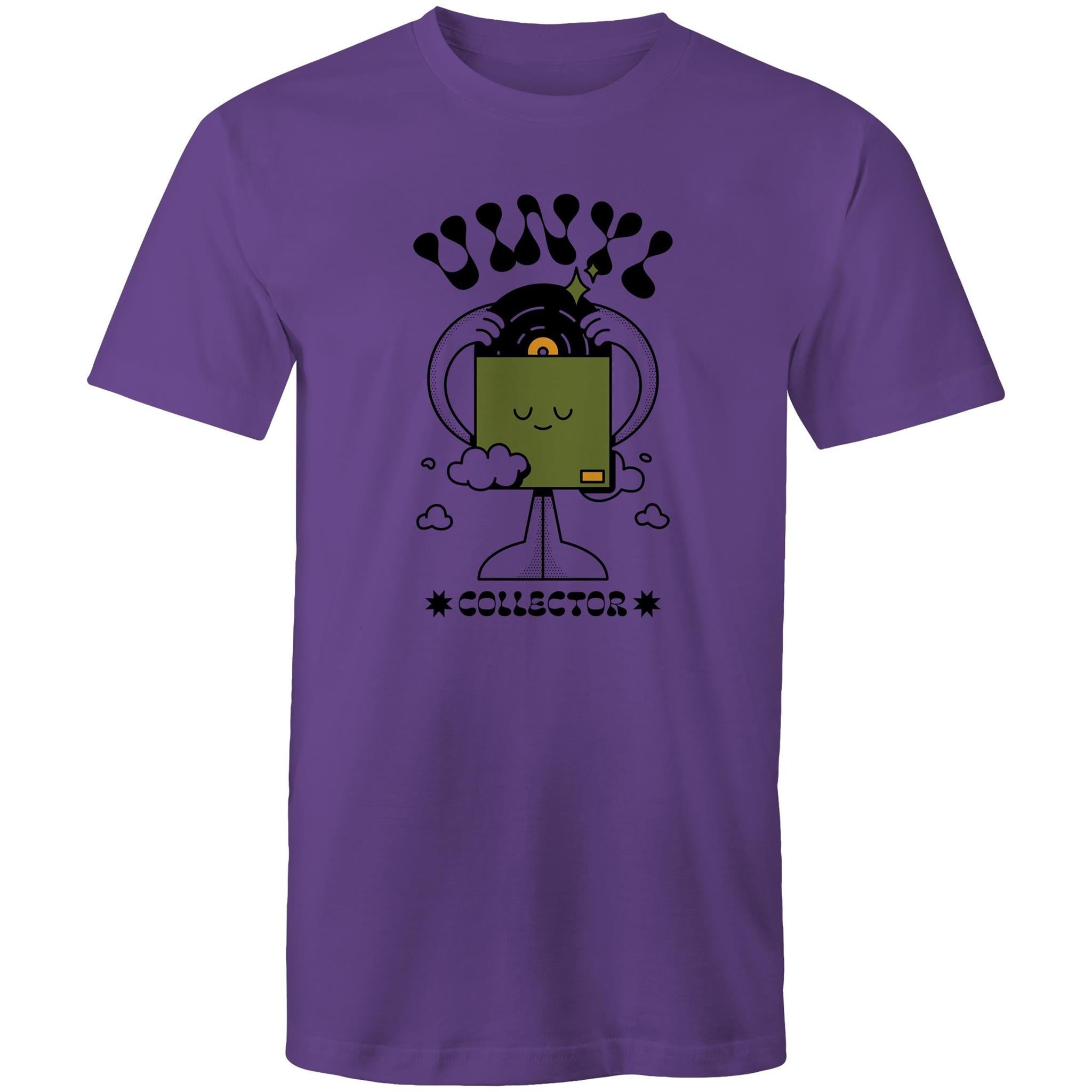 Vinyl Collector, Music Records - Mens T-Shirt Purple Mens T-shirt Music Printed In Australia Retro