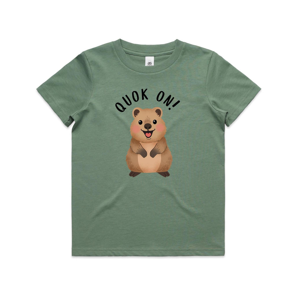 Quokka, Quok On Kid's AS Colour T-shirt Sage Kids T-shirt animal Printed In Australia