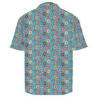 Doughnuts On Blue Men's Crinkle Hawaiian Shirt