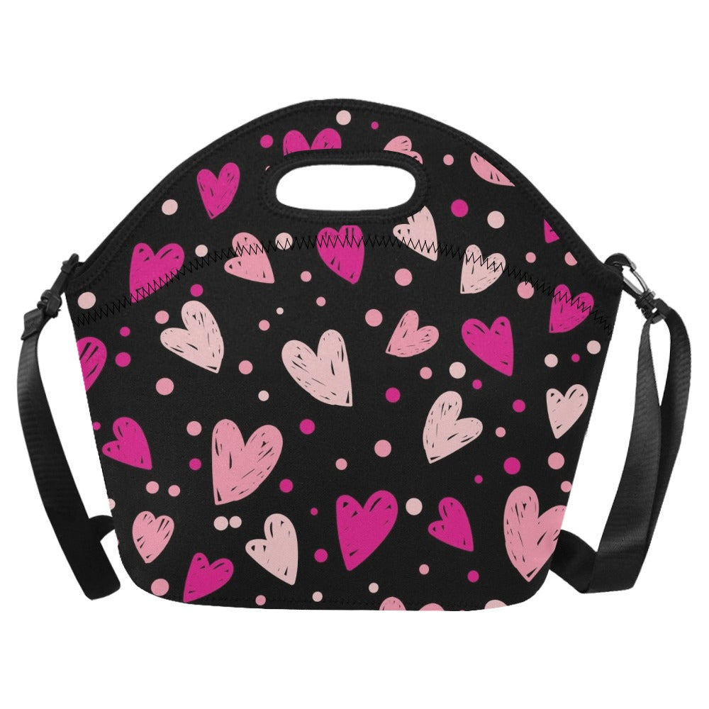 Pink Hearts - Neoprene Lunch Bag/Large (Model 1669) One Size Neoprene Lunch Bag Love Printed Offshore