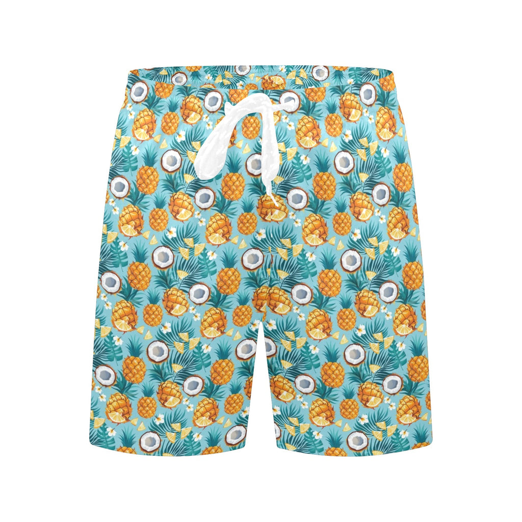 Pineapple Coconut Men's Mid-Length Beach Shorts Men's Mid-Length Beach Shorts Food Printed Offshore