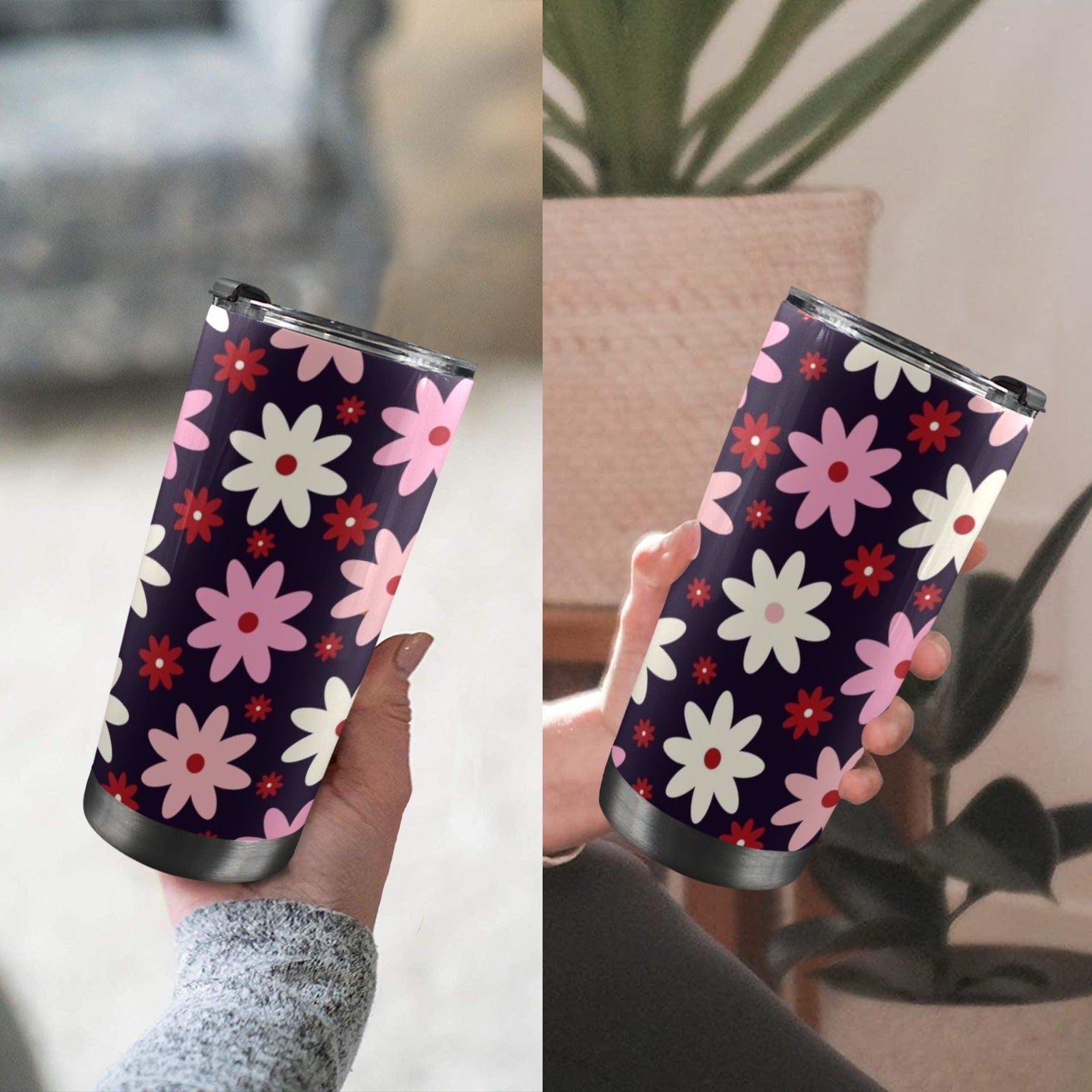 Pink Daisy - 20oz Mobile Tumbler with Lid (Black Lock)