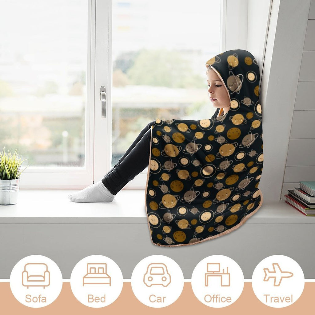 Planets Kids Hooded Blanket 100cm x 130cm