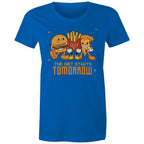 The Diet Starts Tomorrow, Hamburger, Fries, Pizza - Womens T-shirt Bright Royal Womens T-shirt Food Printed In Australia