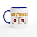 Personalise - Everything Is OK, Periodic Table - White 11oz Ceramic Mug Ceramic Blue Personalised Mug customise Globally Fulfilled personalise Science