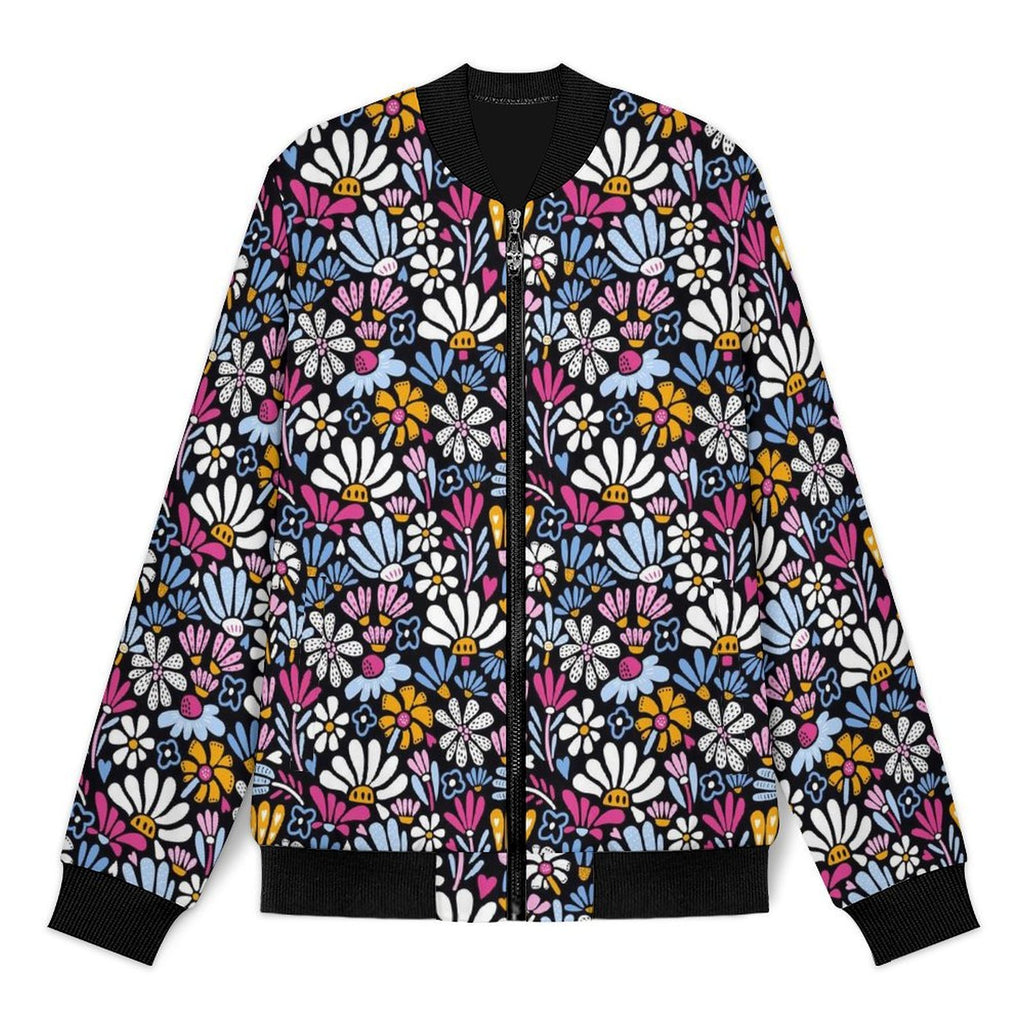 Graphic Floral Men's Casual Zip‑Up Bomber Jacket