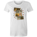 Retro Christmas Cards - Womens T-shirt White Womens Christmas T-shirt Christmas Printed In Australia