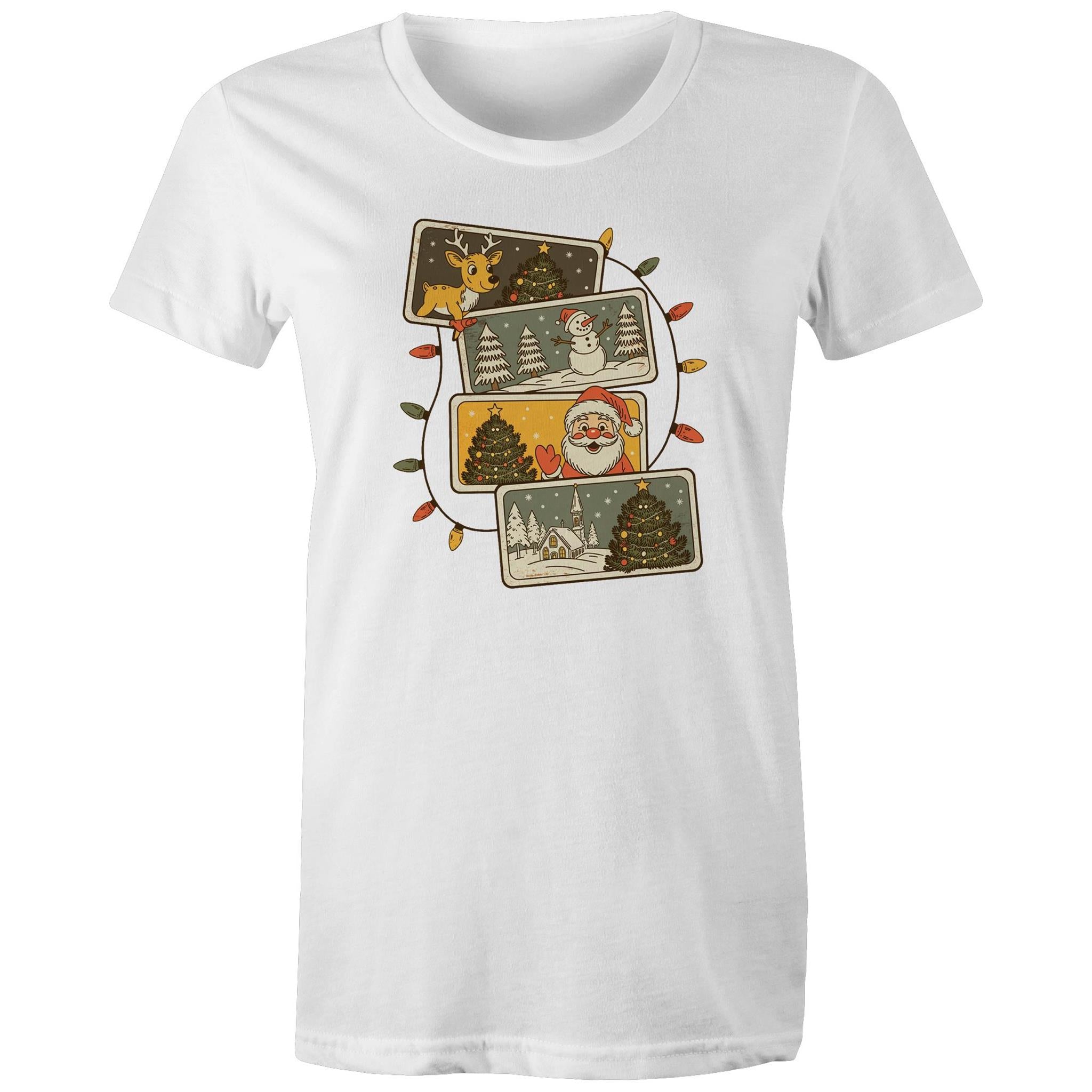 Retro Christmas Cards - Womens T-shirt