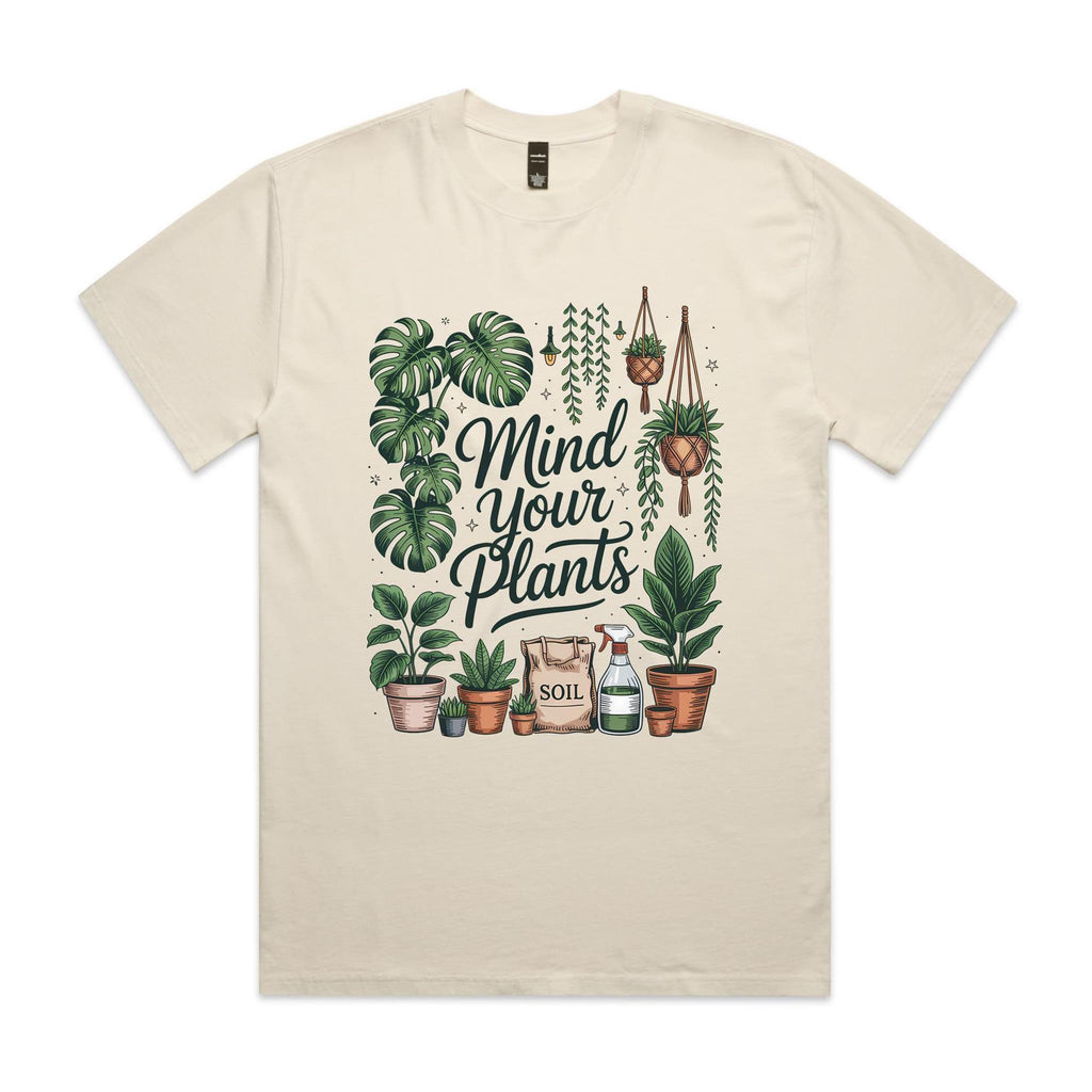 Mind Your Plants AS Colour Heavy Faded Tee Unisex Faded ecru Heavy Faded T-shirt Plants Printed In Australia
