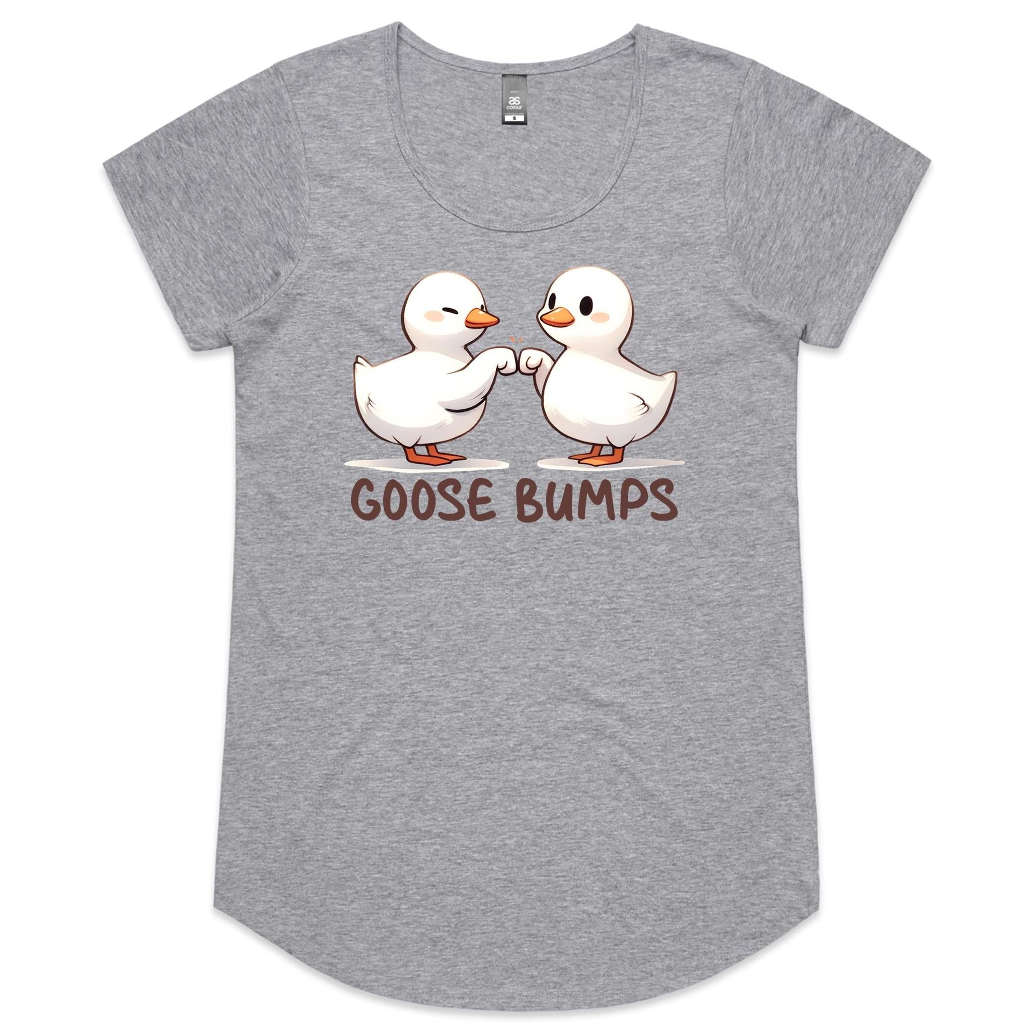 Goose Bumps - Womens Scoop Neck T-Shirt Grey Marle Womens Scoop Neck T-shirt animal Printed In Australia