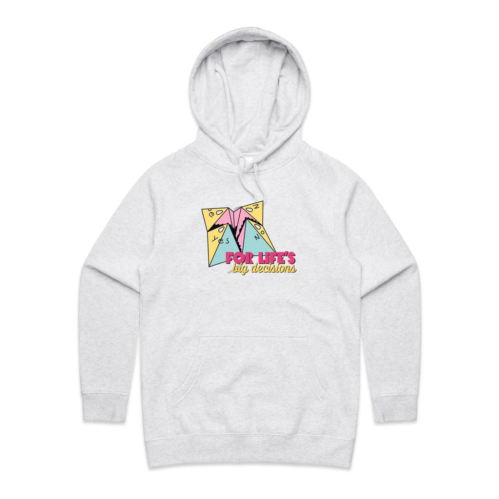 For Life's Big Decisions - Womens Hoodie White Marle Womens Hoodie Games Printed In Australia