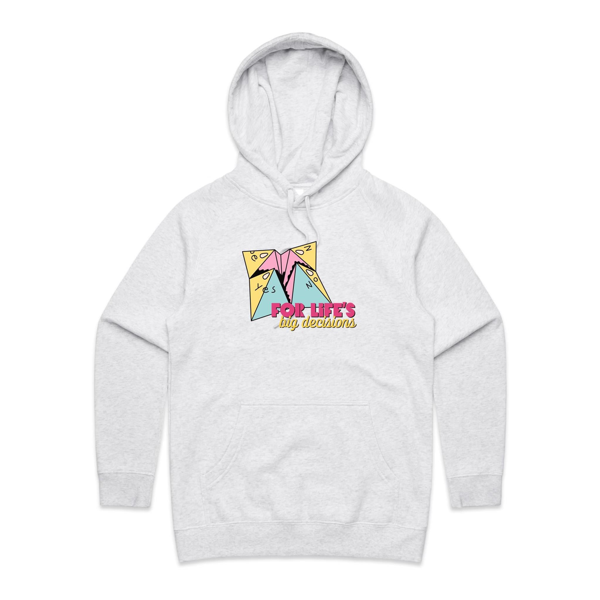 For Life's Big Decisions - Womens Hoodie White Marle Womens Hoodie Games Printed In Australia