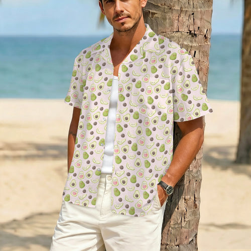 Avocado Love Men's Crinkle Hawaiian Shirt Men's Crinkle Hawaiian Shirt Food Printed Offshore