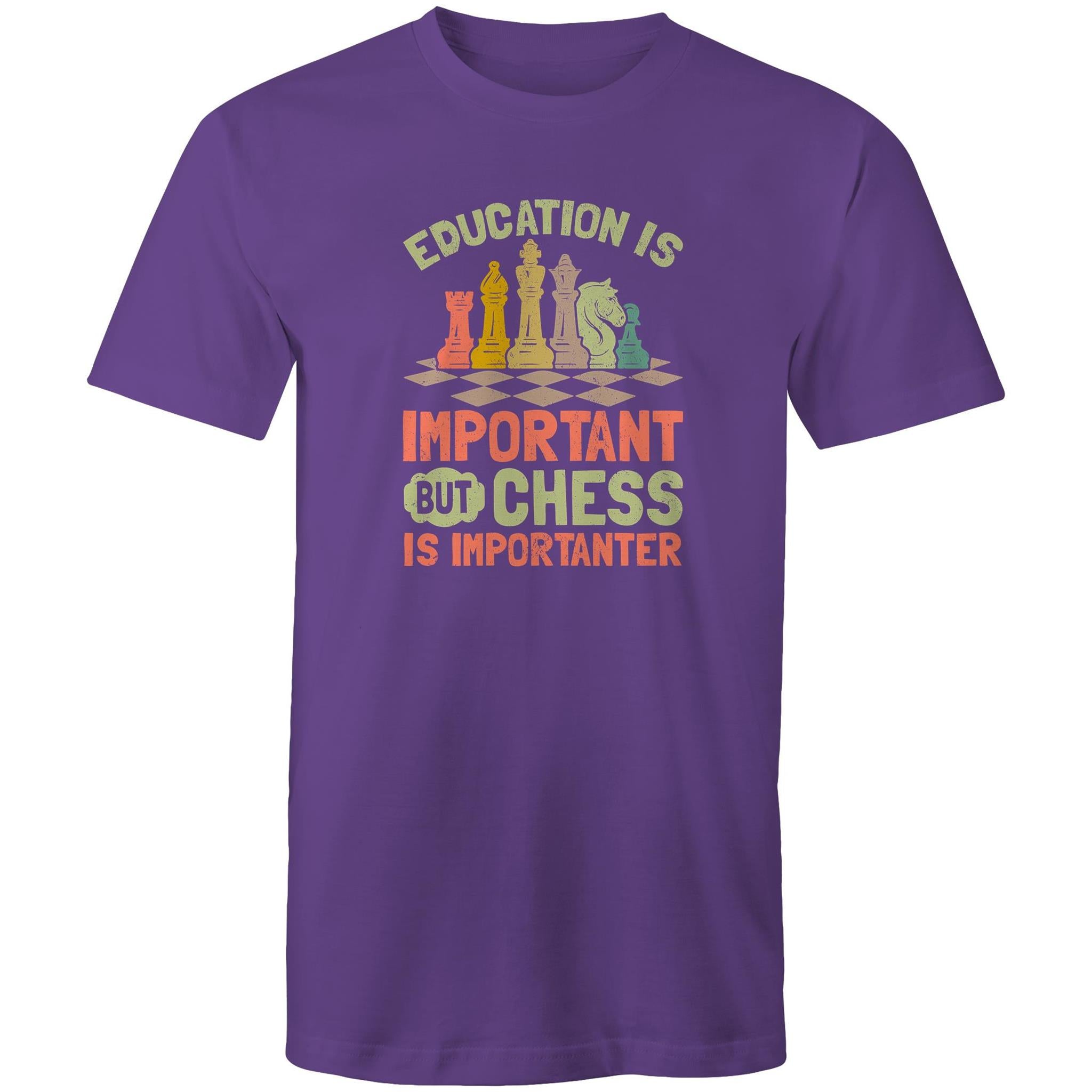 Chess And Education - Mens T-Shirt Purple Mens T-shirt Chess Games Printed In Australia
