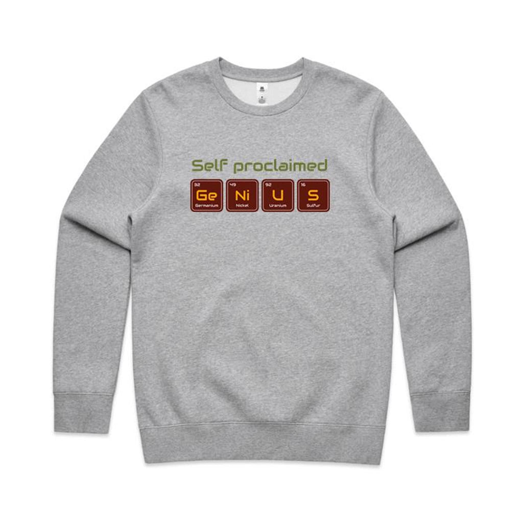 Self Proclaimed Genius, Periodic Table - AS Colour Stencil Crew Grey Marle Sweatshirt Printed In Australia Science