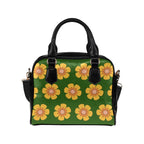 Yellow Flowers On Green Shoulder Handbag