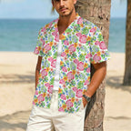 Bright Painted Tropical Men's Crinkle Hawaiian Shirt