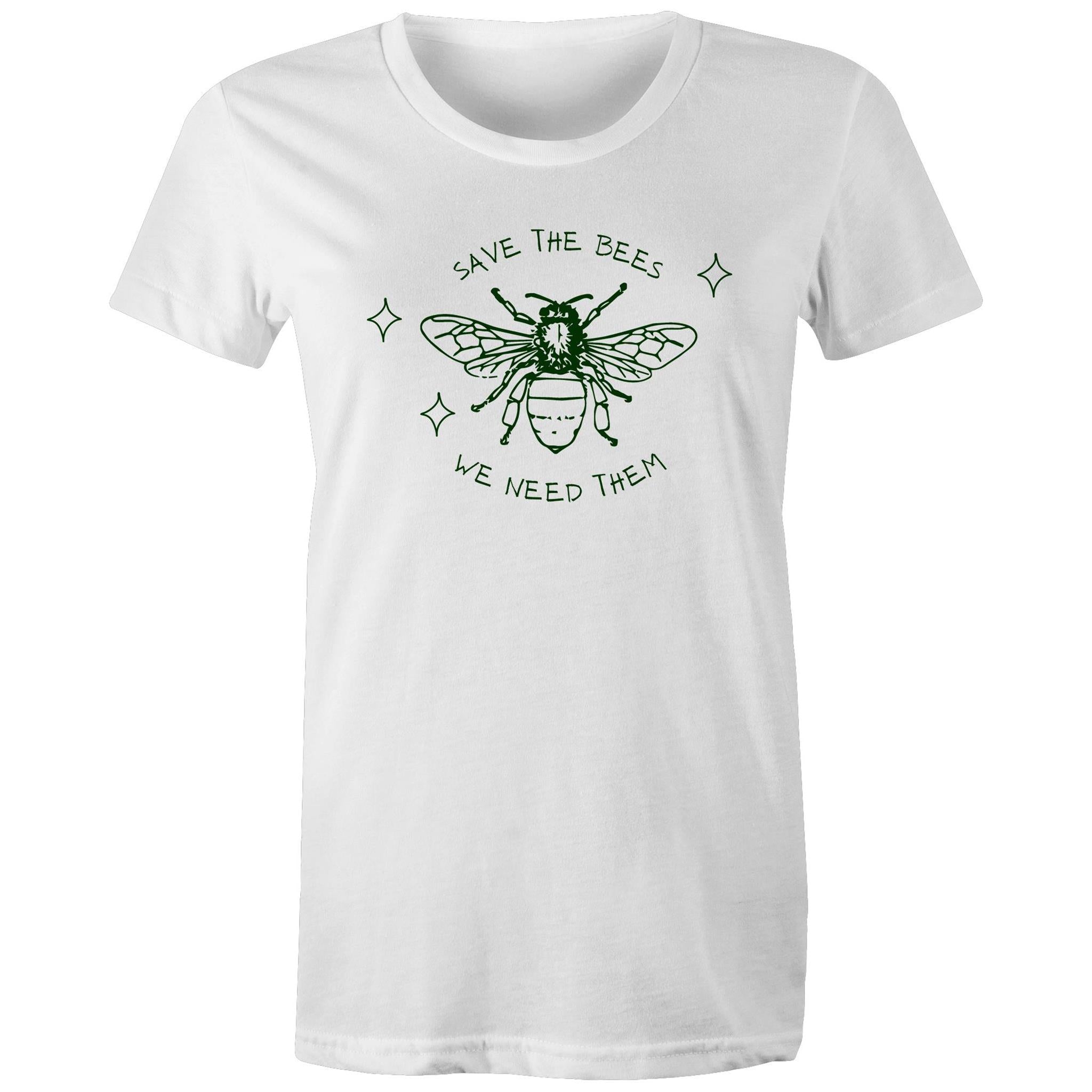 Save The Bees - Womens T-shirt White Womens T-shirt animal Printed In Australia