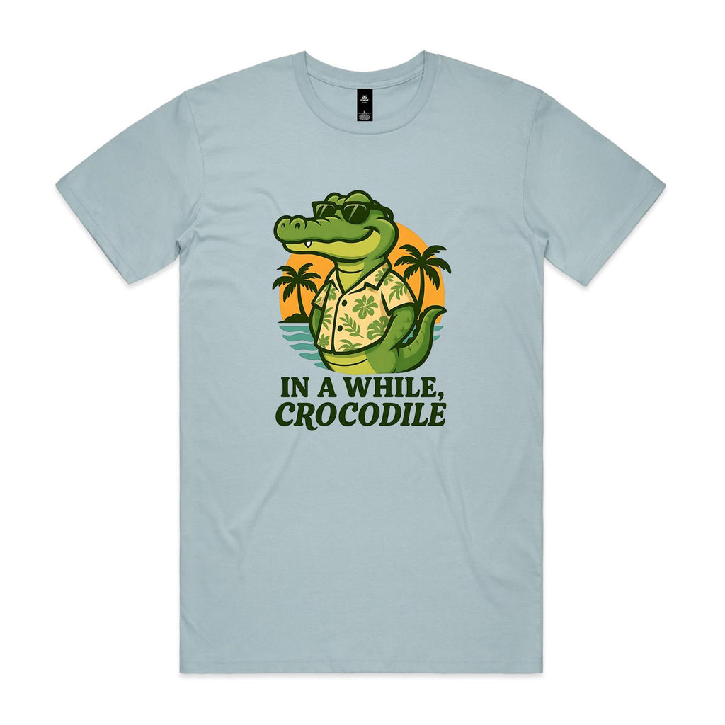 In A While, Crocodile Men's AS Colour T-shirt Pale Blue Mens T-shirt animal Printed In Australia