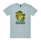 In A While, Crocodile Men's AS Colour T-shirt Pale Blue Mens T-shirt animal Printed In Australia