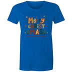 Merry Christmas And Happy New Year - Womens T-shirt Bright Royal Womens Christmas T-shirt Christmas Printed In Australia