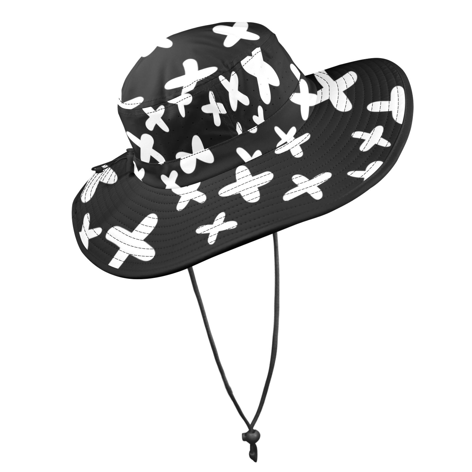 Black And White X's - Wide Brim Bucket Hat Wide Brim Bucket Hat Printed Offshore