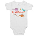 Dinosaurs - Baby Bodysuit White Baby Bodysuit Printed In Australia