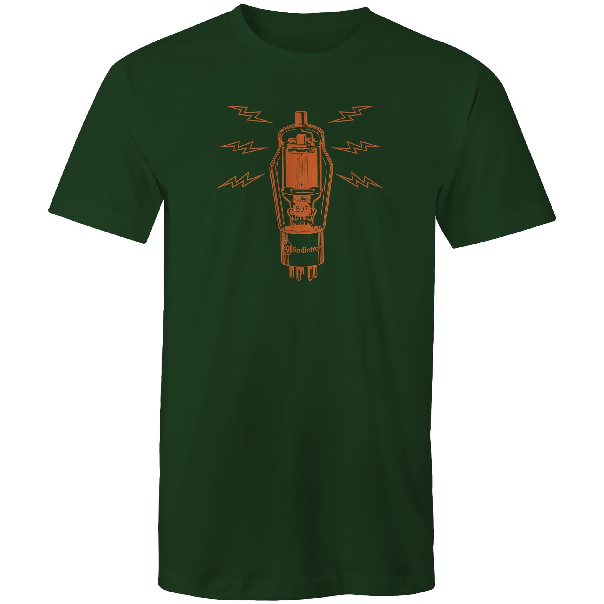 Vintage Tube Valve, Guitar Amp Vacuum Tube - Mens T-Shirt Forest Green Mens T-shirt Music Printed In Australia