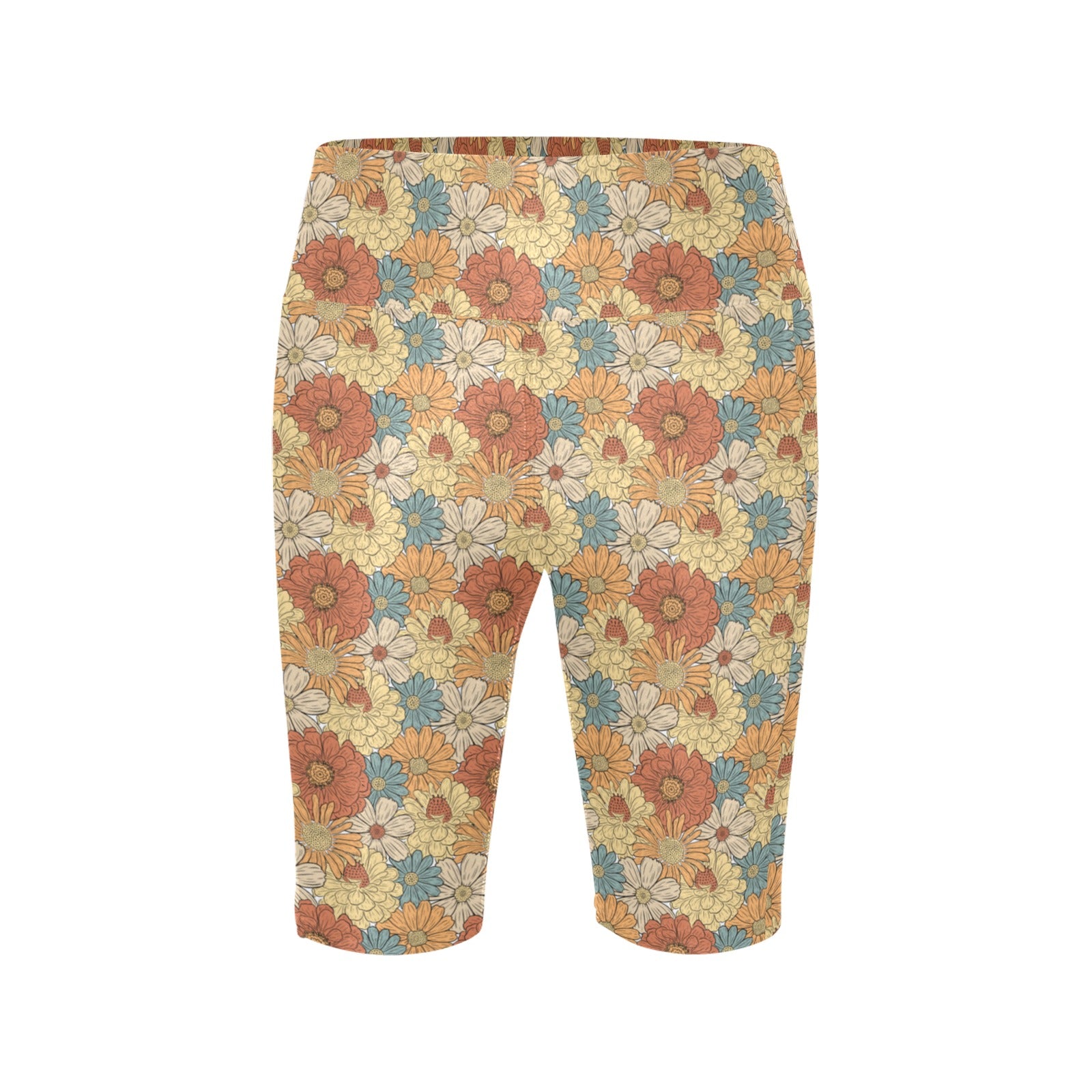 Vintage Retro Floral Women's Bike Shorts With Side Pockets Women's Bike Shorts Plants Printed Offshore Retro