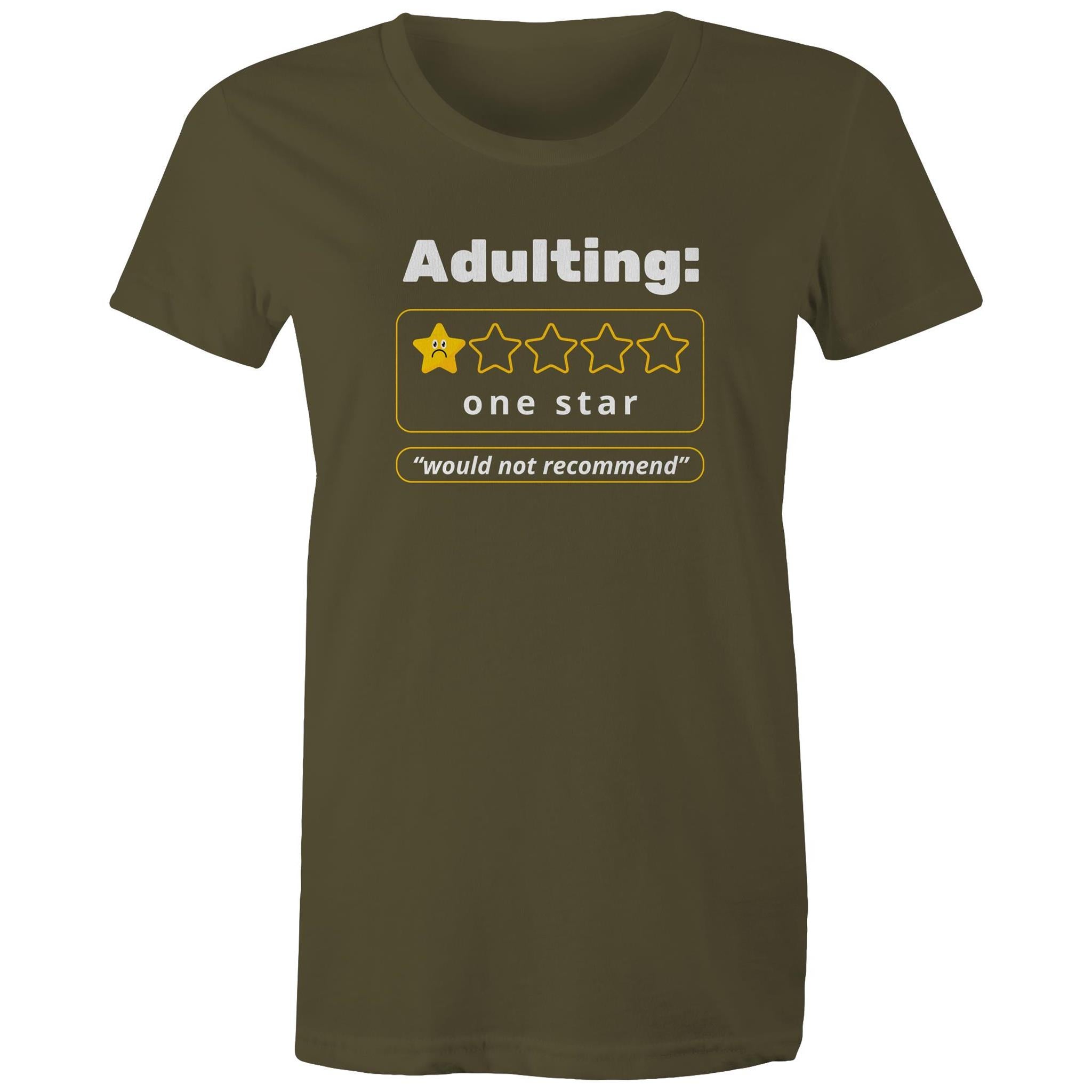 Adulting, One Star - Womens T-shirt Army Womens T-shirt Printed In Australia