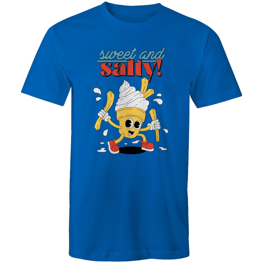 Sweet And Salty, Ice Cream And Fries - Mens T-Shirt Bright Royal Mens T-shirt Food Printed In Australia