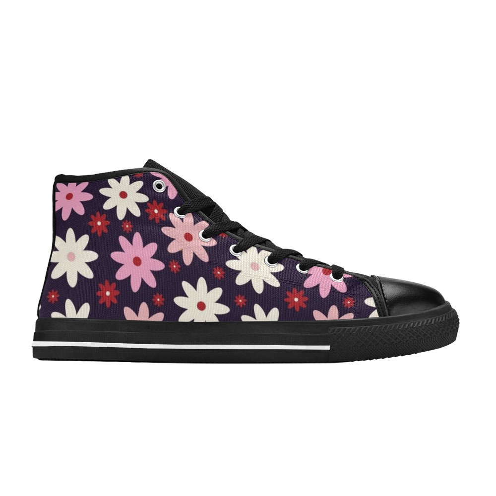Pink Daisy Women's High Top Canvas Shoes Womens Classic High Top Shoes Plants Printed Offshore