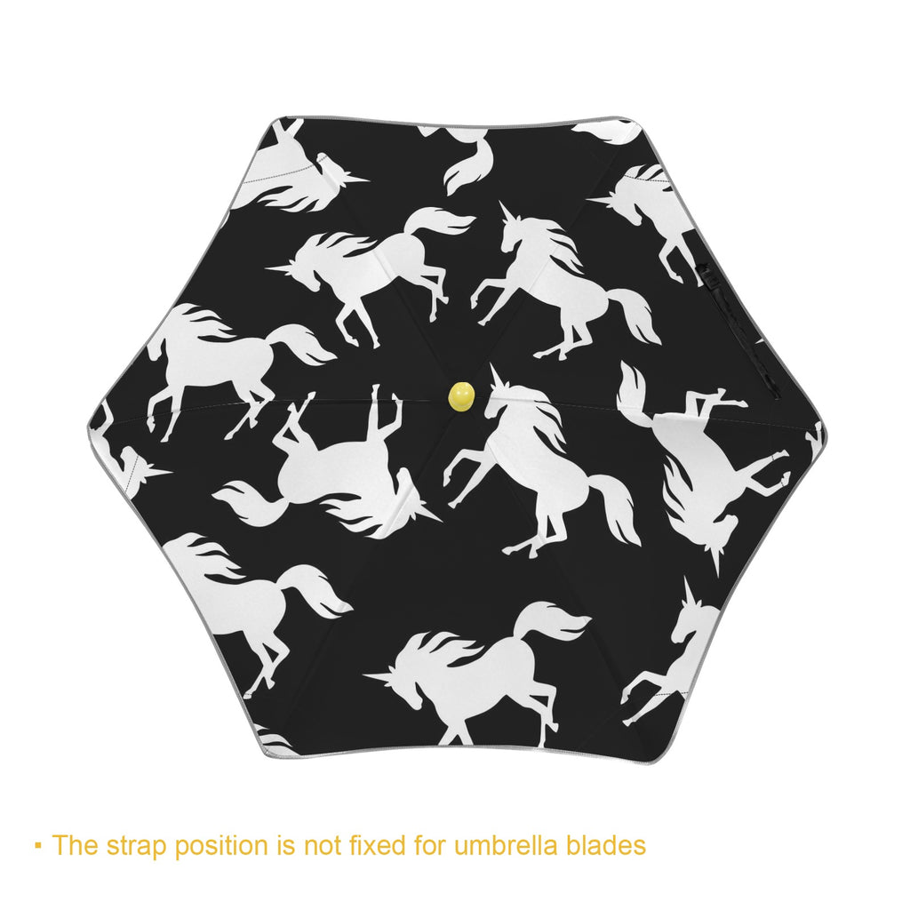 Black And White Unicorn Kids Safe Round Corner Umbrella Kids Safe Round Corner Umbrella animal Printed Offshore