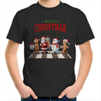 Fab Four, Merry Christmas - Kids Youth T-Shirt Black Kids Christmas T-shirt Christmas Printed In Australia
