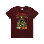 Official Tree Inspector Cat Kids Christmas T-shirt Burgundy Kids Christmas T-shirt Christmas Printed In Australia