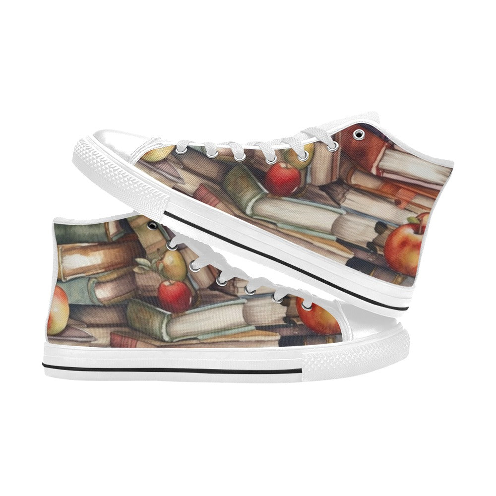 Watercolour Books - Kids High Top Canvas Shoes