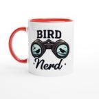 Bird Nerd - White 11oz Ceramic Mug with Colour Inside Ceramic Red Colour 11oz Mug animal Globally Fulfilled