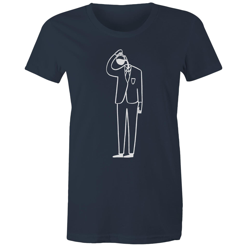 Coffee Brain - Womens T-shirt Navy Womens T-shirt Coffee Printed In Australia