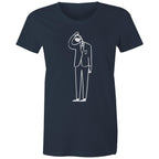 Coffee Brain - Womens T-shirt Navy Womens T-shirt Coffee Printed In Australia