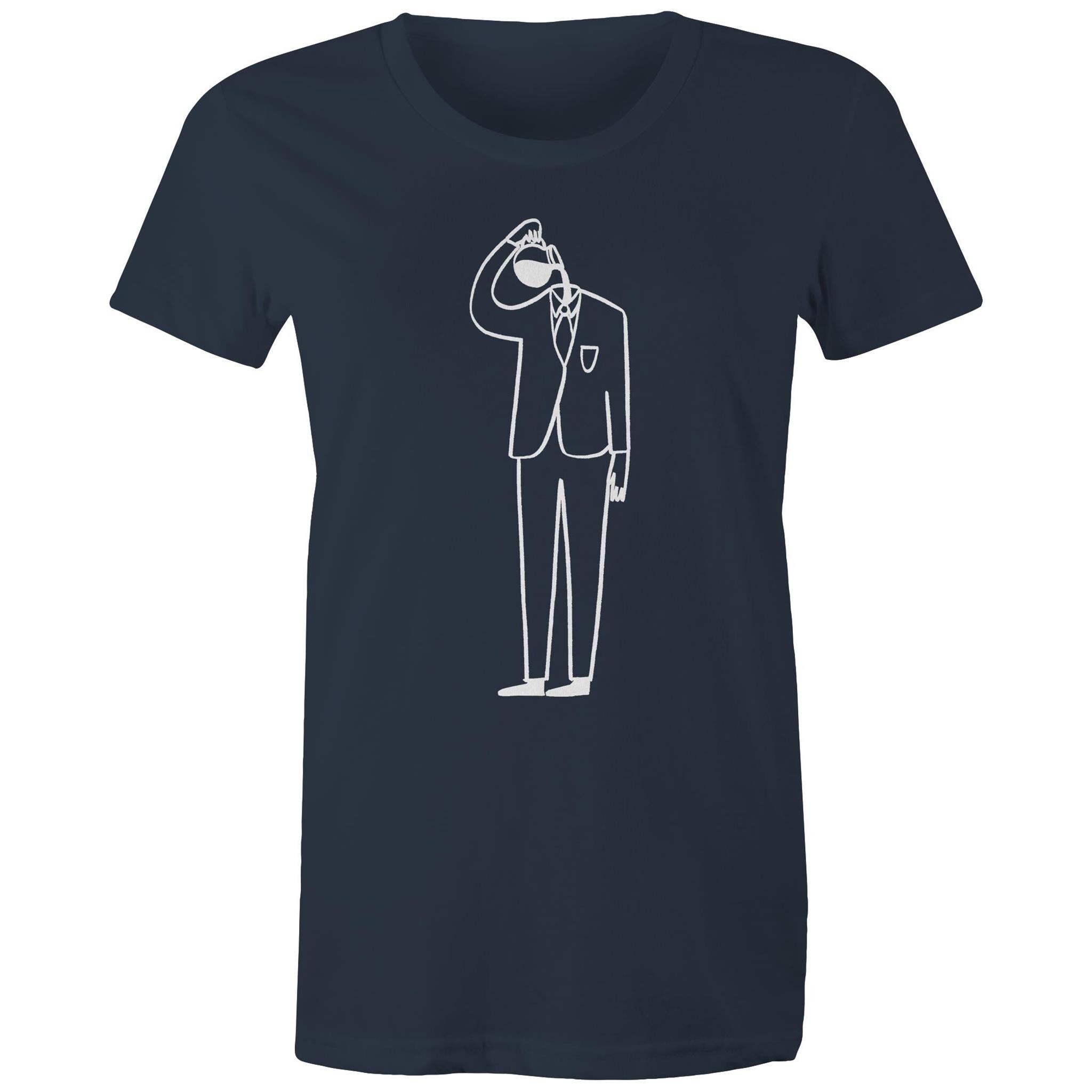 Coffee Brain - Womens T-shirt Navy Womens T-shirt Coffee Printed In Australia